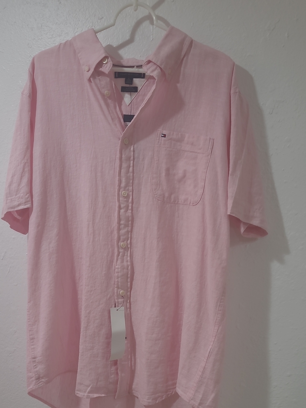 Tommy Hilfiger Light Pink Short-Sleeve Button-Down Shirt